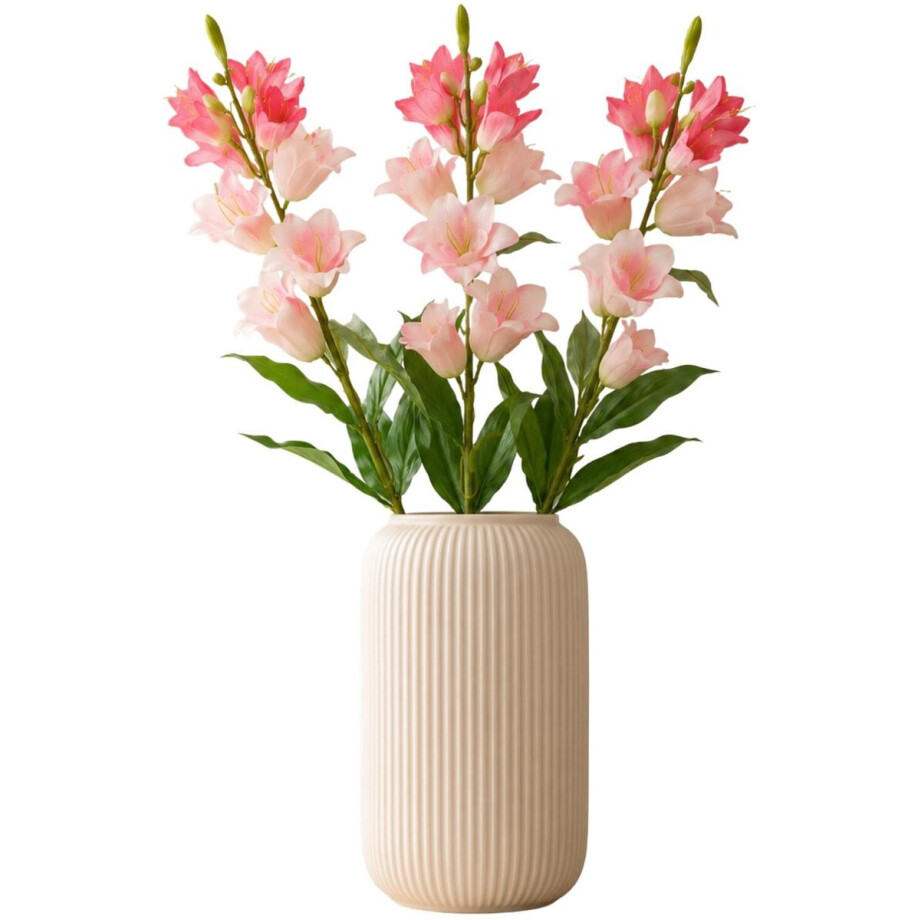 Mica Decorations Kunstbloem Campanula Floral - 3x - H71 cm - roze - kunststof - stelen kunstbloemen - boeket - rozen bloemetjes afbeelding 1