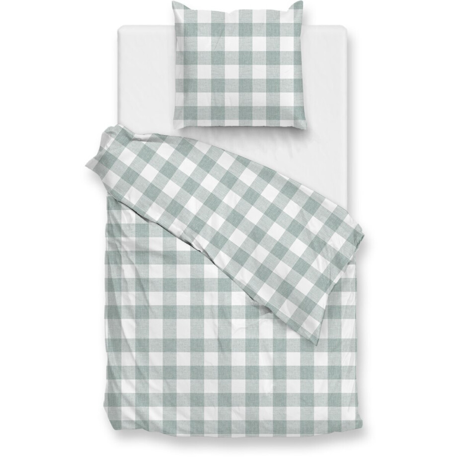 Zohome Dekbedovertrek Quattro-di-Lino - Bedlinnen met Ruiten - 140x220 - Groen - Dekbedhoes van 100% Katoen Zohome Dekbedovertrek Quattro-di-Lino - Bedlinnen met Ruiten - 140x220 - Groen - Dekbedhoes van 100% Katoen afbeelding 1