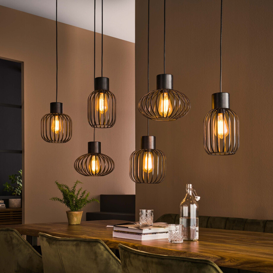 Hanglamp Mix Metal 3+3-lichts Charcoal Hanglamp Mix Metal 3+3-lichts Charcoal afbeelding