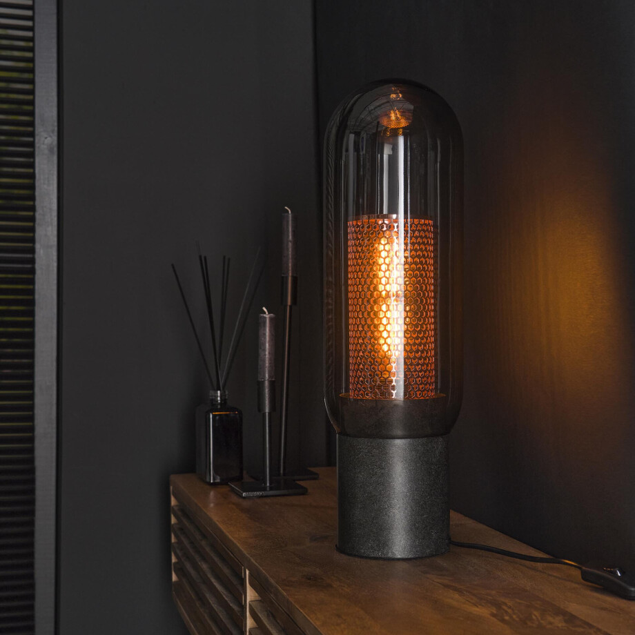 LifestyleFurn Tafellamp 'Jaida', smoke-glas afbeelding 1