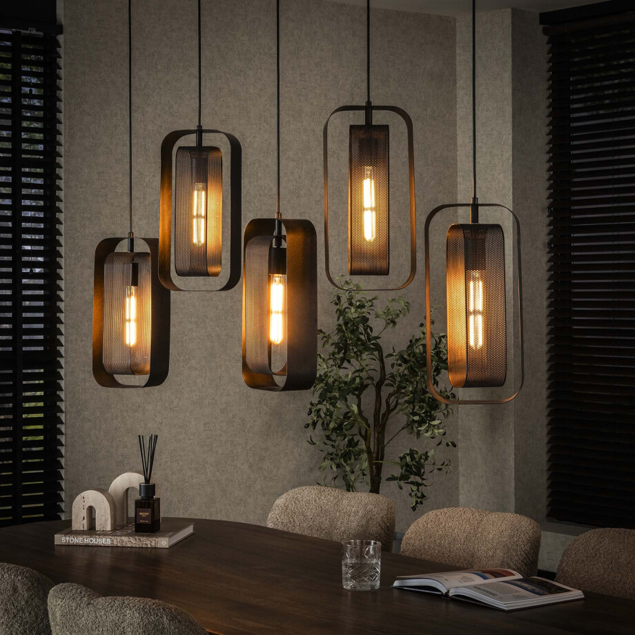LifestyleFurn Hanglamp 'Allyse' 5-lamps, kleur Artic Zwart LifestyleFurn Hanglamp 'Allyse' 5-lamps, kleur Artic Zwart afbeelding 1