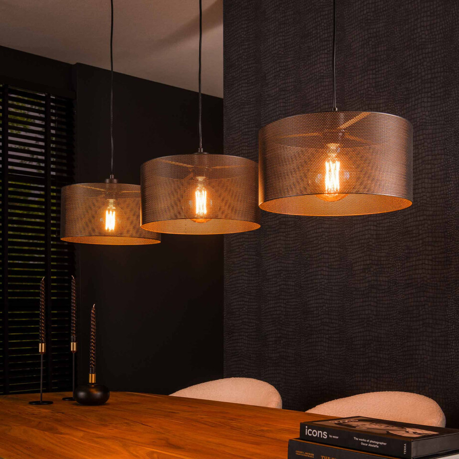 LifestyleFurn Hanglamp 'Samir' 3-lamps, kleur Artic Black LifestyleFurn Hanglamp 'Samir' 3-lamps, kleur Artic Black afbeelding 1