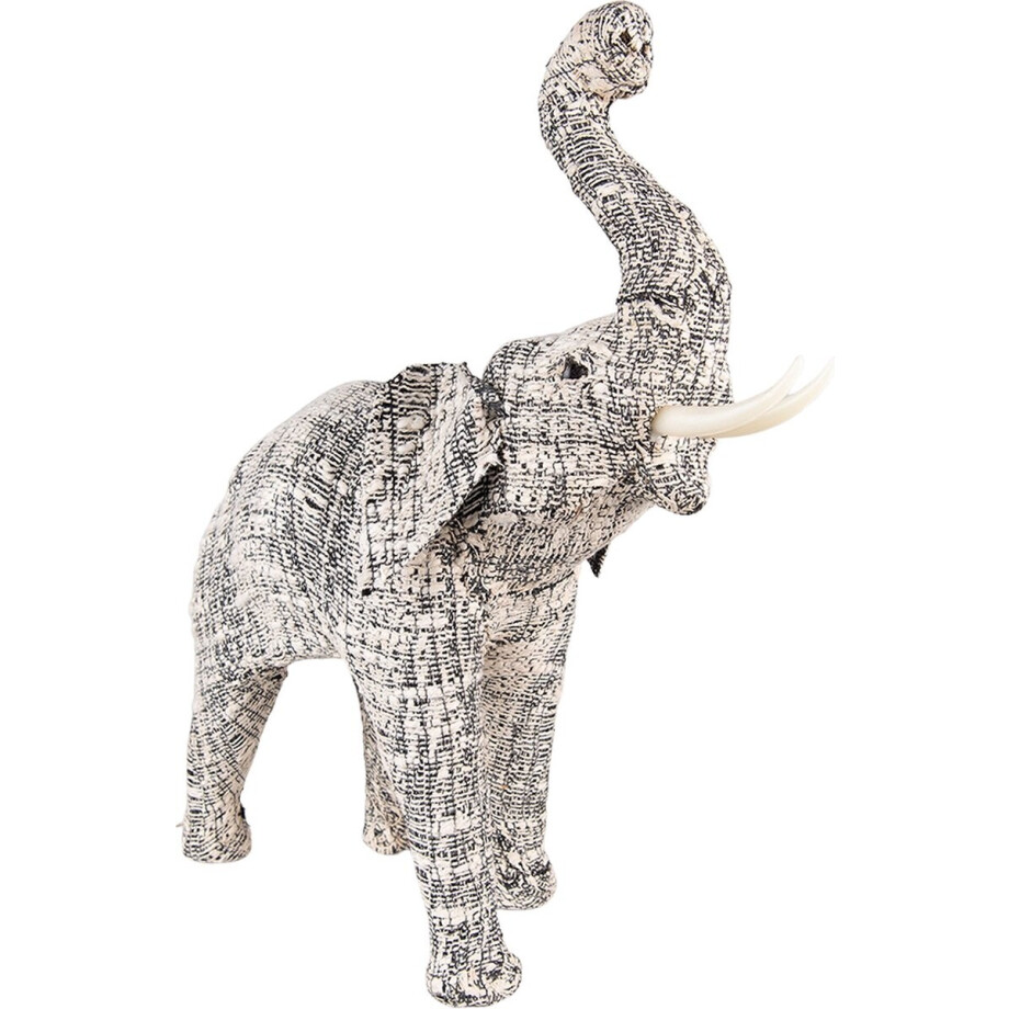 Clayre & Eef Beeld Olifant 50 cm Wit Zwart Papier Clayre & Eef Beeld Olifant 50 cm Wit Zwart Papier afbeelding 1