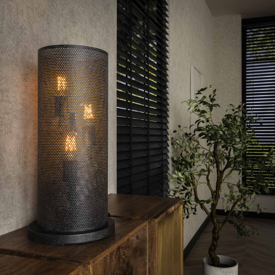LifestyleFurn Tafellamp 'Terrie' 3-lamps, kleur Artic Zwart afbeelding 1