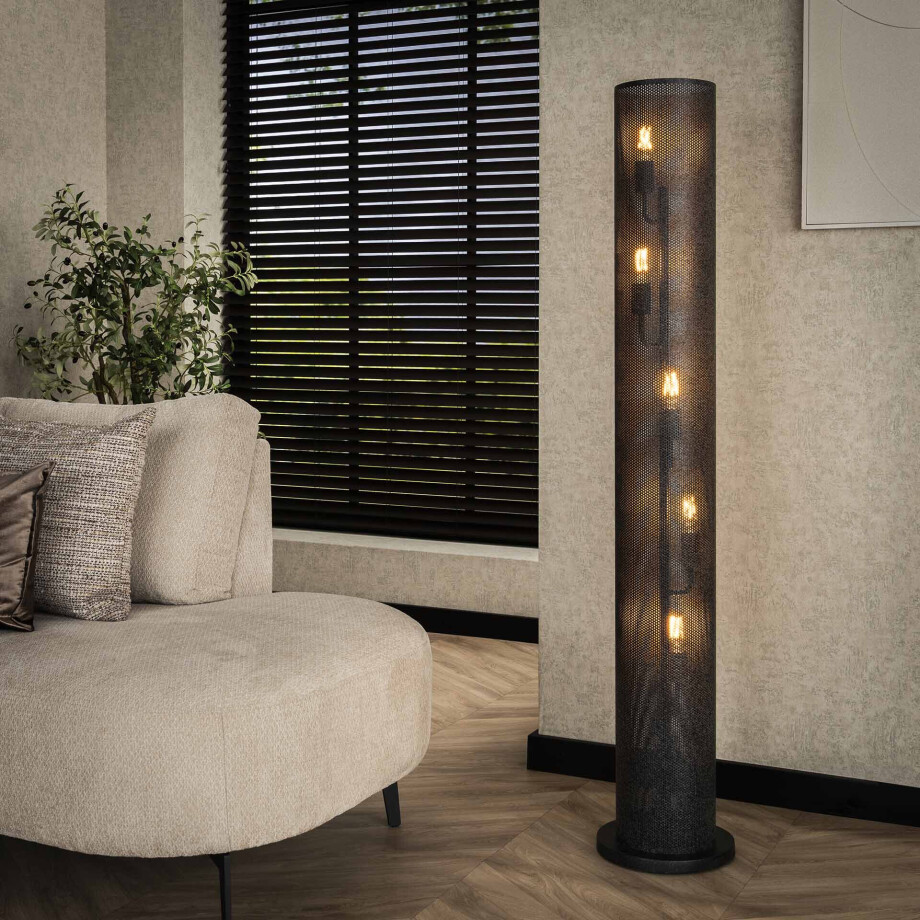 LifestyleFurn Vloerlamp 'Terrie' 5-lamps, kleur Artic Zwart afbeelding 1