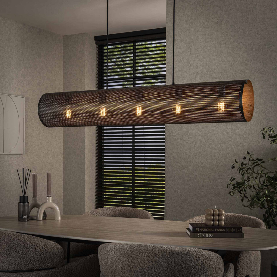 LifestyleFurn Hanglamp 'Terrie' 5-lamps, kleur Artic Zwart afbeelding 1