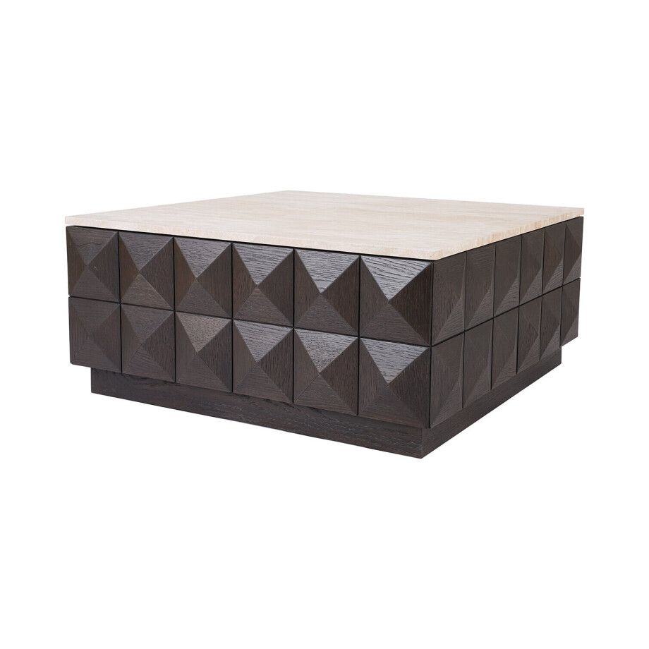 Richmond Salontafel 'Claremont' Eiken en travertin, 90 x 90cm afbeelding 1