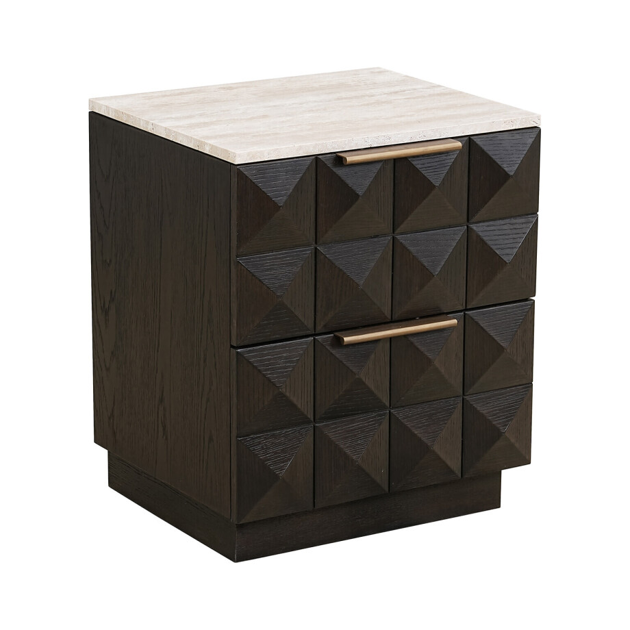 Richmond Nachtkastje 'Claremont' Eiken en travertin, 62 x 53cm afbeelding 1