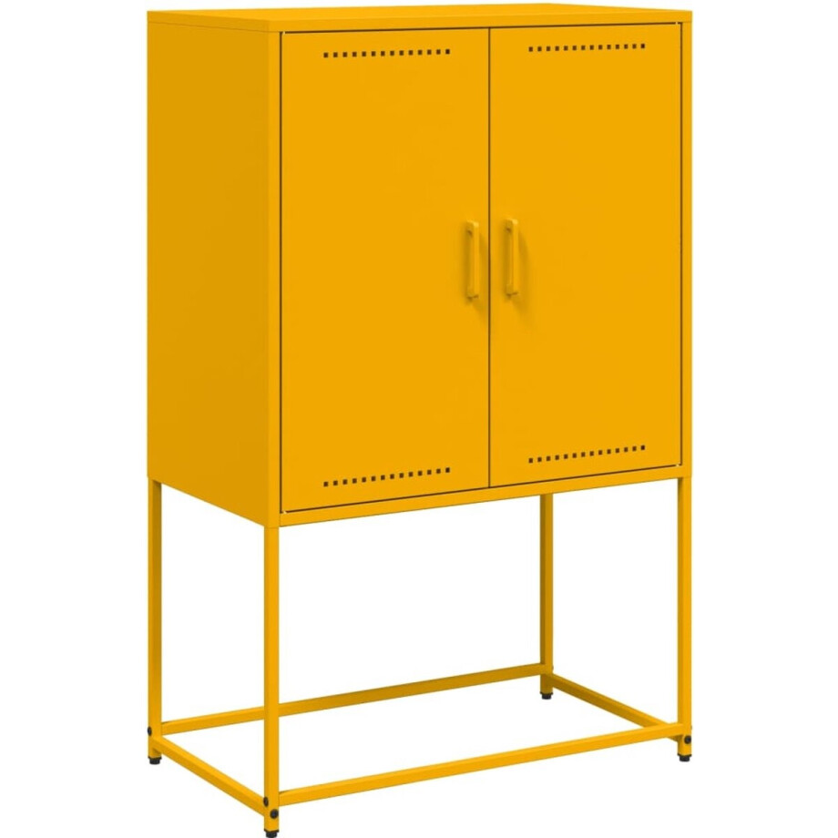 vidaXL - Hoge - kast - 68,5x38,5x107 - cm - staal - mosterdgeel afbeelding 1