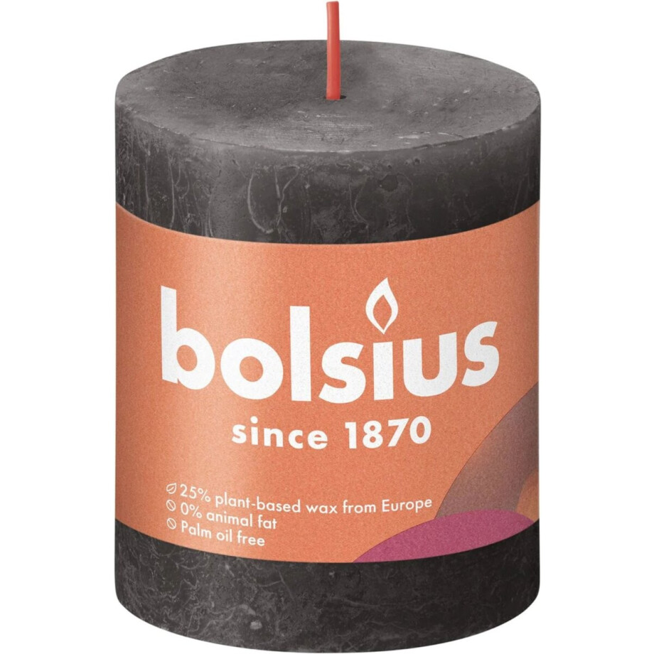 Bolsius Stompkaars Stormy Grey Ø68 mm - Hoogte 8 cm - Donkergrijs - 35 Branduren afbeelding 1