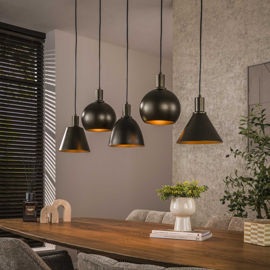LifestyleFurn Hanglamp 'Shantel' 5-lamps, kleur Brons afbeelding 1