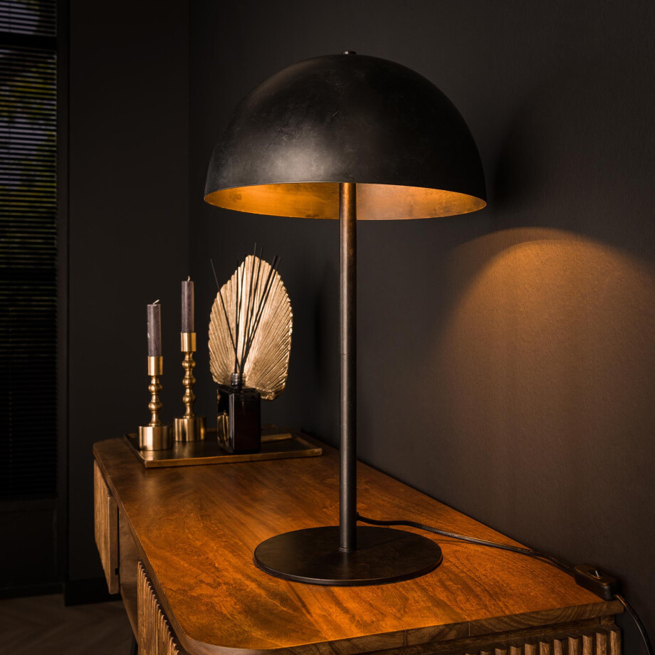 LifestyleFurn Tafellamp 'Favian' Metaal, Ø30cm, kleur Charcoal afbeelding 1