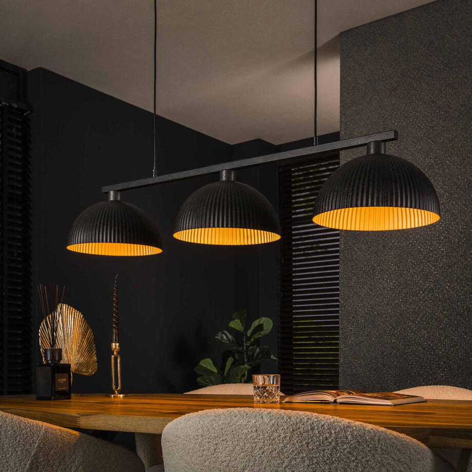 LifestyleFurn Hanglamp 'Zarinah' Artic black, 3-lamps LifestyleFurn Hanglamp 'Zarinah' Artic black, 3-lamps afbeelding 1
