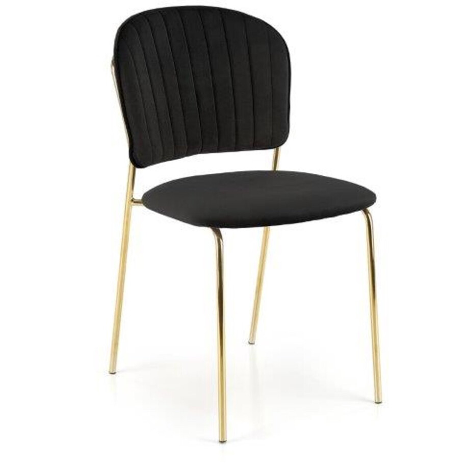 Luxury4Home W158 Serie - Gestoffeerde Eetkamerstoel - Zwart - Gouden Poten Luxury4Home W158 Serie - Gestoffeerde Eetkamerstoel - Zwart - Gouden Poten afbeelding 1