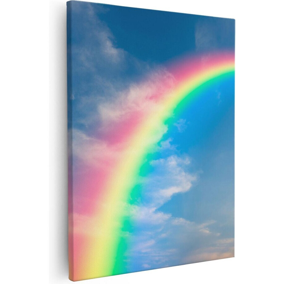 Artaza Canvas Schilderij Regenboog - 40x50 cm - Wanddecoratie Wolken - Muurdecoratie Natuur - Kamer Accessoires afbeelding 1