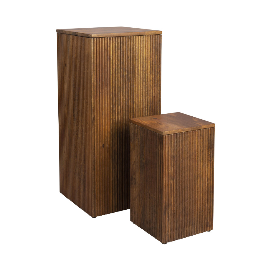 Dutchbone Plantenstandaard 'Ribble' Mangohout, Set van 2 stuks afbeelding 
