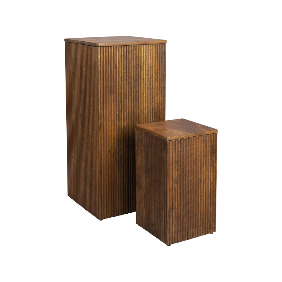 Dutchbone Plantenstandaard 'Ribble' Mangohout, Set van 2 stuks Dutchbone Plantenstandaard 'Ribble' Mangohout, Set van 2 stuks afbeelding