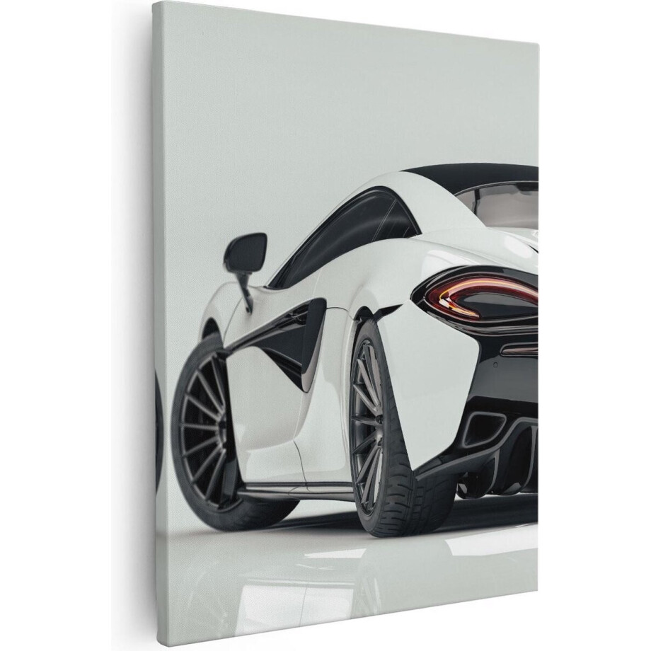 Artaza Canvas Schilderij Witte Sportwagen Auto  - 40x50 - Foto Op Canvas - Canvas Print afbeelding 1