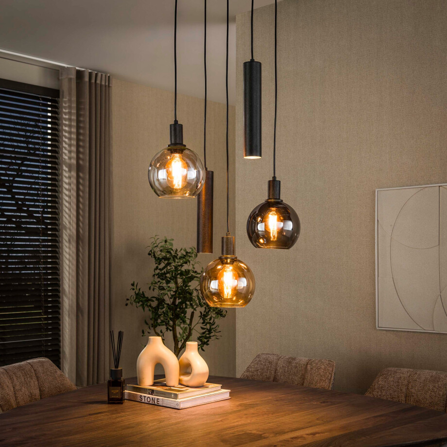 Hanglamp Sfera Tricolore getrapt 5-lichts Artic zwart afbeelding 1