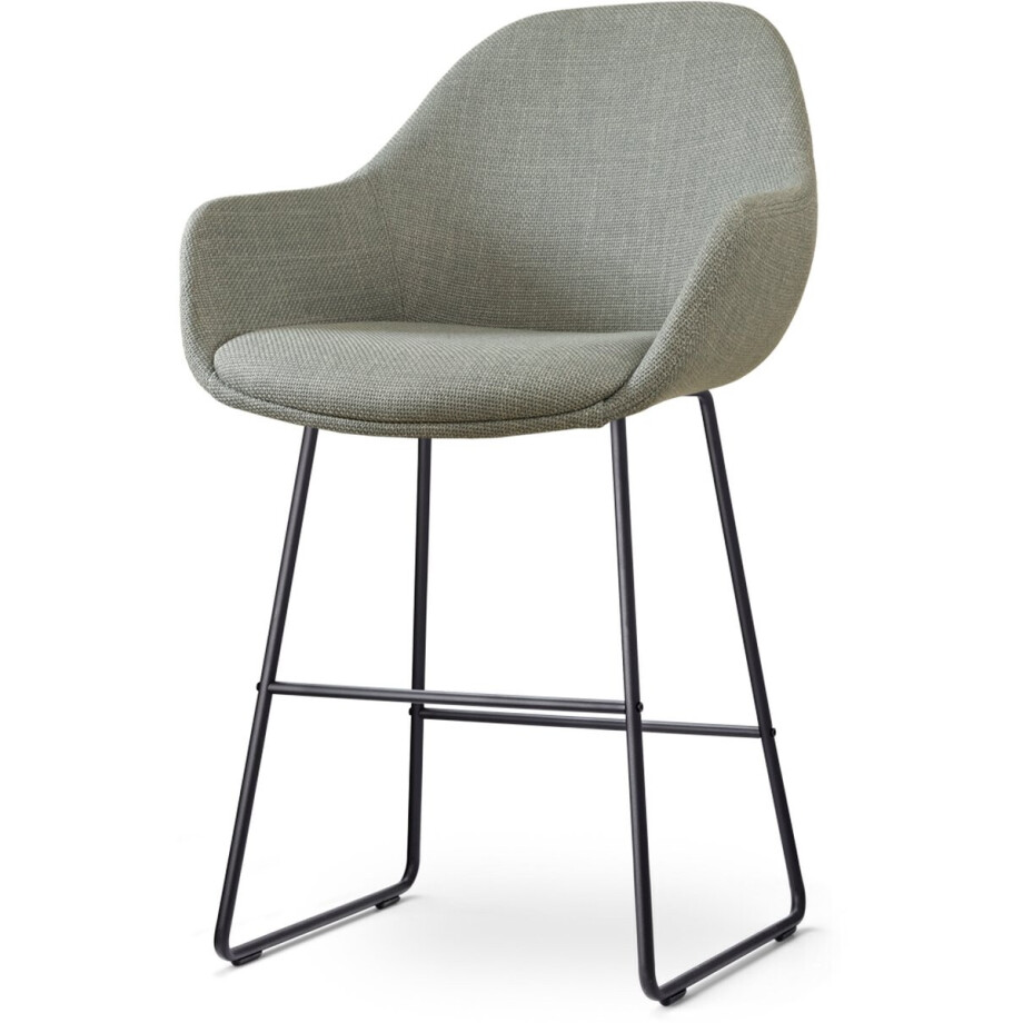 Nolon Nino-Mae Barkruk Groen - Zwart Onderstel - 65 cm - Stof - Voor Kookeiland - met Rugleuning - Design - Scandinavisch - Comfortabel Nolon Nino-Mae Barkruk Groen - Zwart Onderstel - 65 cm - Stof - Voor Kookeiland - met Rugleuning - Design - Scandinavisch - Comfortabel afbeelding 1