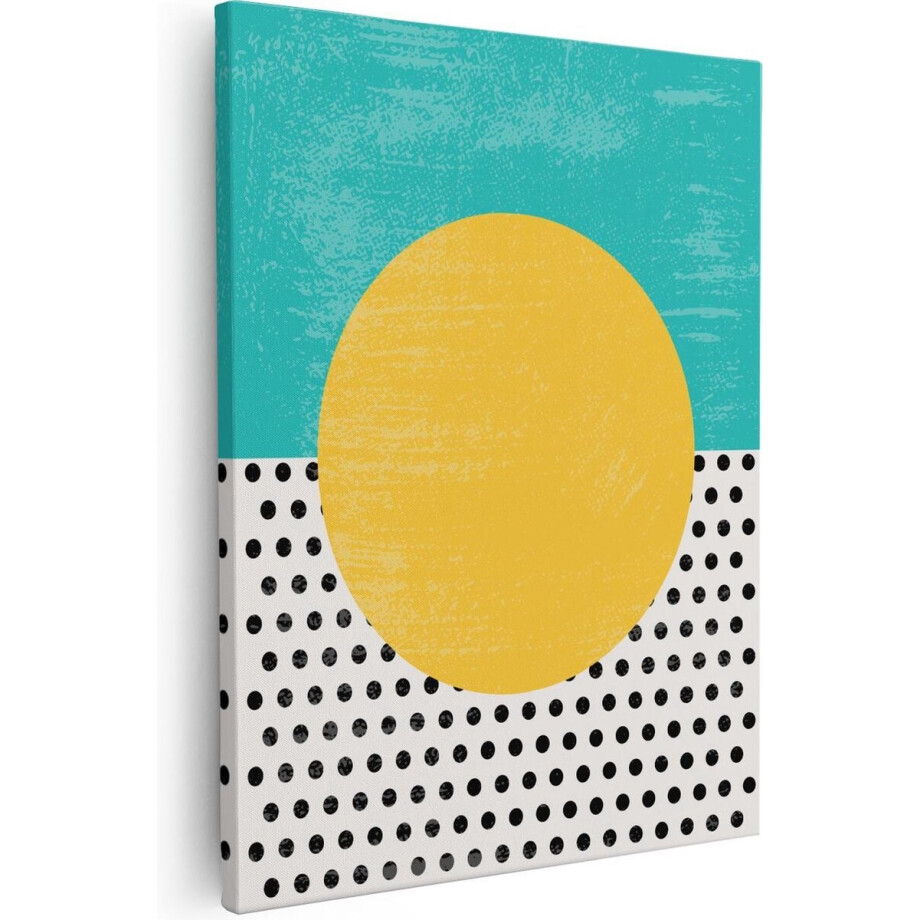 Artaza Canvas Schilderij Abstract - 80x100 cm - Groot - Wanddecoratie Geometrisch - Muurdecoratie Retro - Decoratie Stippen afbeelding 1