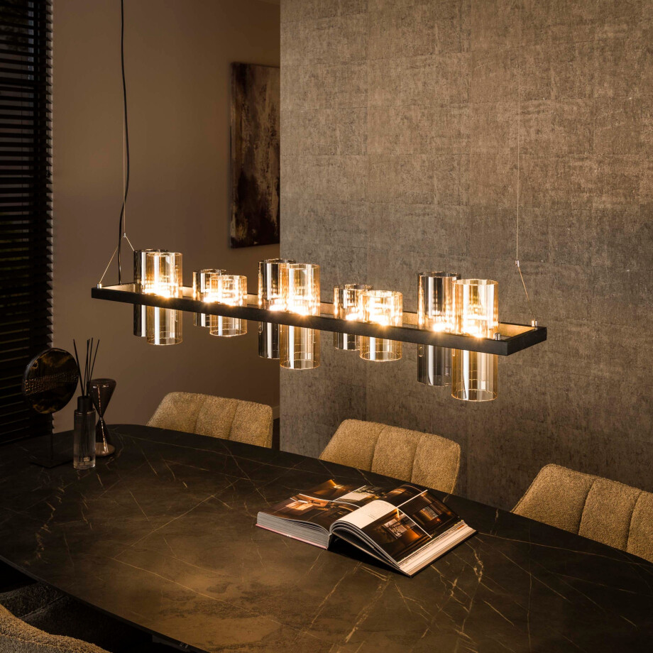 Hanglamp Cylinder Glass 10-light Artic zwart afbeelding 1