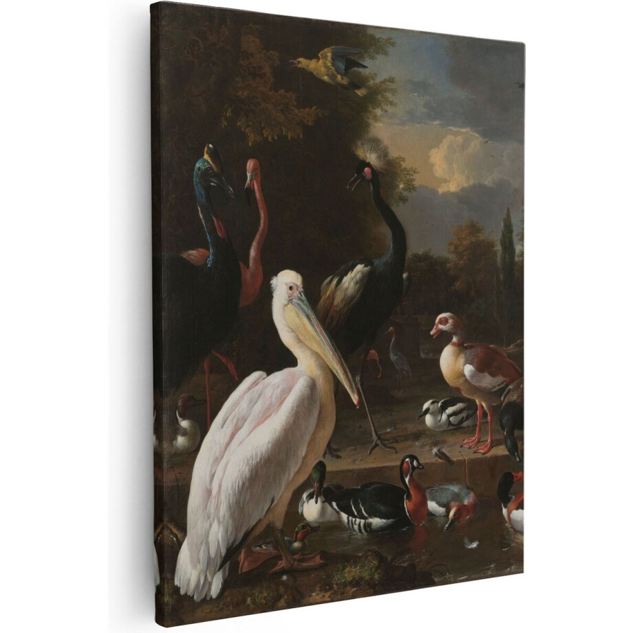 Artaza Canvas Schilderij Het Drijvend Veertje - Een Pelikaan en ander Gevogelte bij een Waterbassin - Melchior d'Hondecoeter - 80x100 - Groot - Kunst - Wanddecoratie Artaza Canvas Schilderij Het Drijvend Veertje - Een Pelikaan en ander Gevogelte bij een Waterbassin - Melchior d'Hondecoeter - 80x100 - Groot - Kunst - Wanddecoratie afbeelding 1