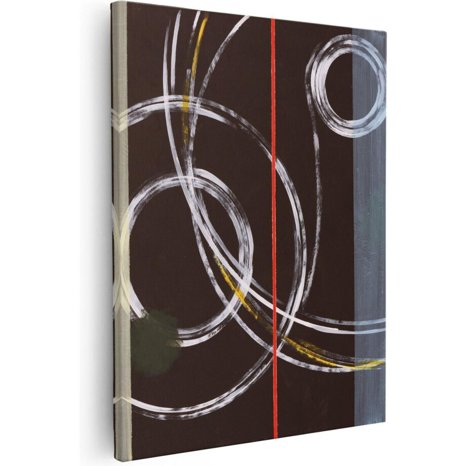 Artaza - Canvas Schilderij - Abstracte Cirkels met een Rode Lijn - 40x50 - Foto Op Canvas - Canvas Print afbeelding 1