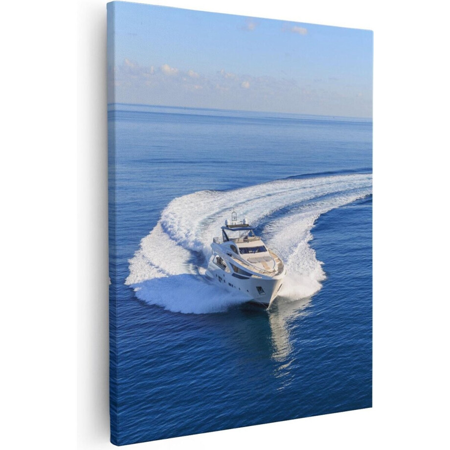 Artaza Canvas Schilderij Zeezicht - 40x50 cm - Wanddecoratie Boot - Muurdecoratie Zee - Kamer Accessoires Woonkamer afbeelding 1