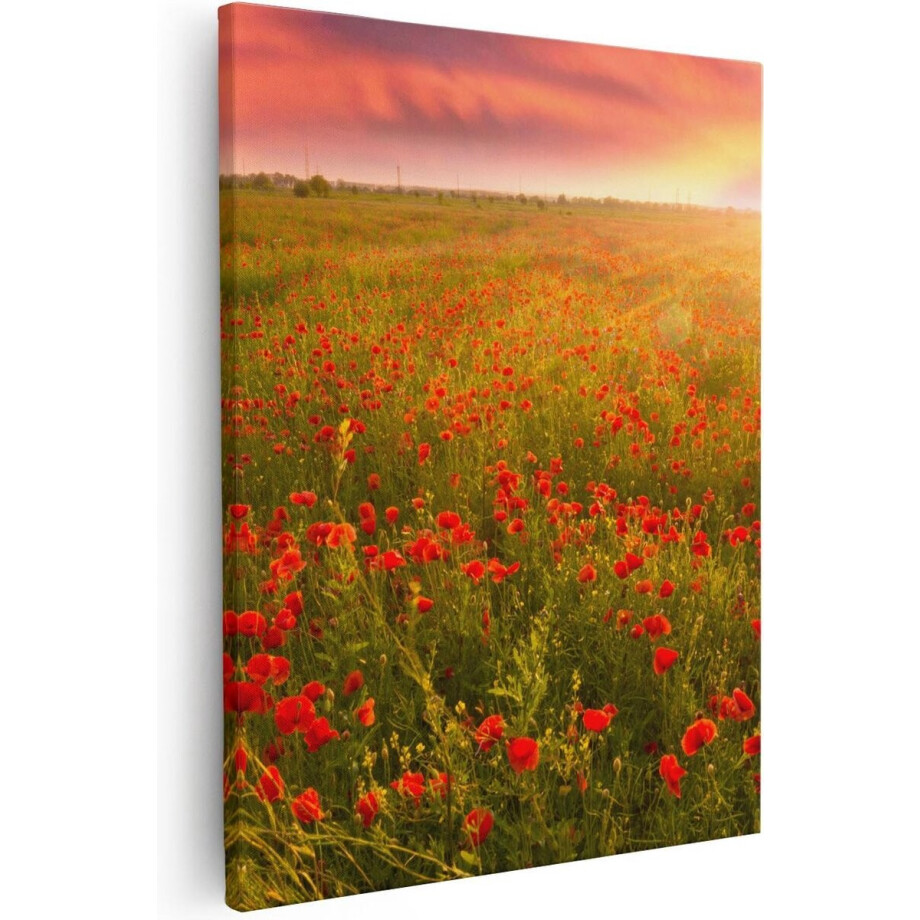 Artaza Canvas Schilderij Rode Klaproos Bloemenveld - Zonsondergang - 80x100 - Groot - Foto Op Canvas - Canvas Print Artaza Canvas Schilderij Rode Klaproos Bloemenveld - Zonsondergang - 80x100 - Groot - Foto Op Canvas - Canvas Print afbeelding 1