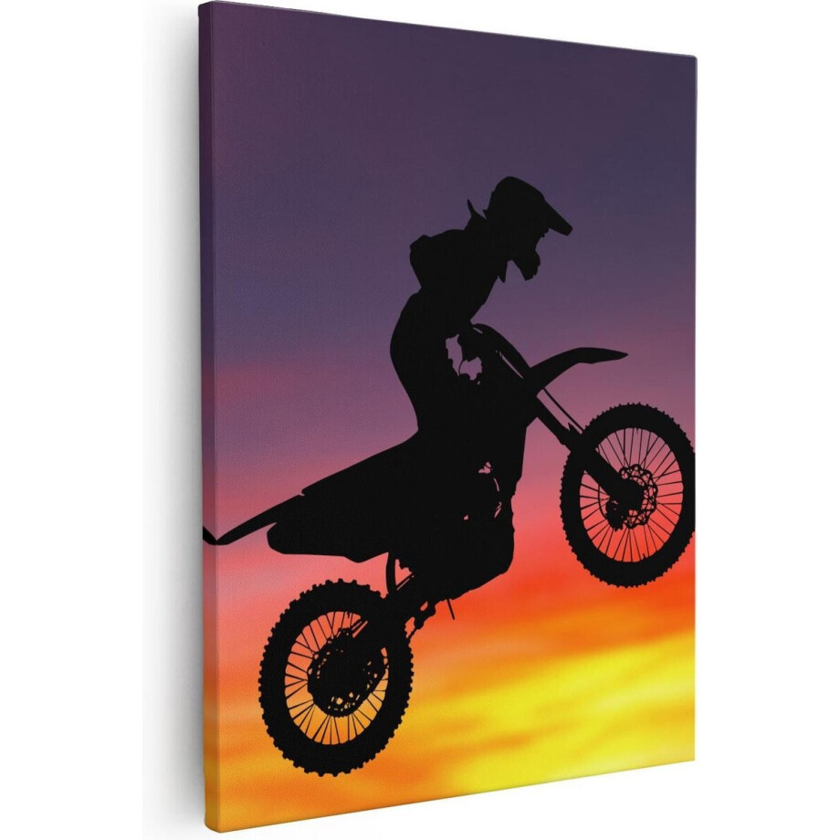 Artaza - Canvas Schilderij - Silhouet Van Een Motorcross In De Lucht - 80x100 - Groot - Foto Op Canvas - Canvas Print Artaza - Canvas Schilderij - Silhouet Van Een Motorcross In De Lucht - 80x100 - Groot - Foto Op Canvas - Canvas Print afbeelding 1
