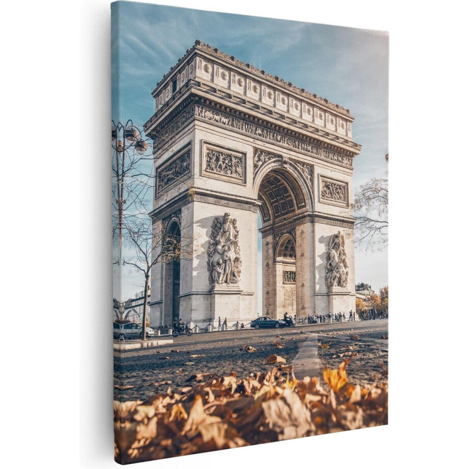 Artaza Canvas Schilderij Arc De Triomphe In Parijs Tijdens De Herfst - 80x100 - Groot - Foto Op Canvas - Canvas Print afbeelding 1
