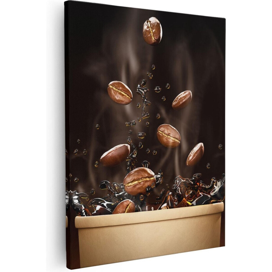 Artaza Canvas Schilderij Koffie Beker Met Koffiebonen Erin - 80x100 - Groot - Foto Op Canvas - Canvas Print afbeelding 1
