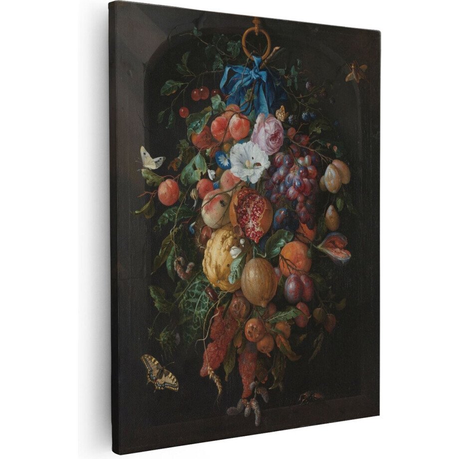 Artaza Canvas Schilderij Festoen van Vruchten en Bloemen - Jan Davidsz. de Heem - 40x50 - Poster Foto op Canvas - Canvas Print afbeelding 1