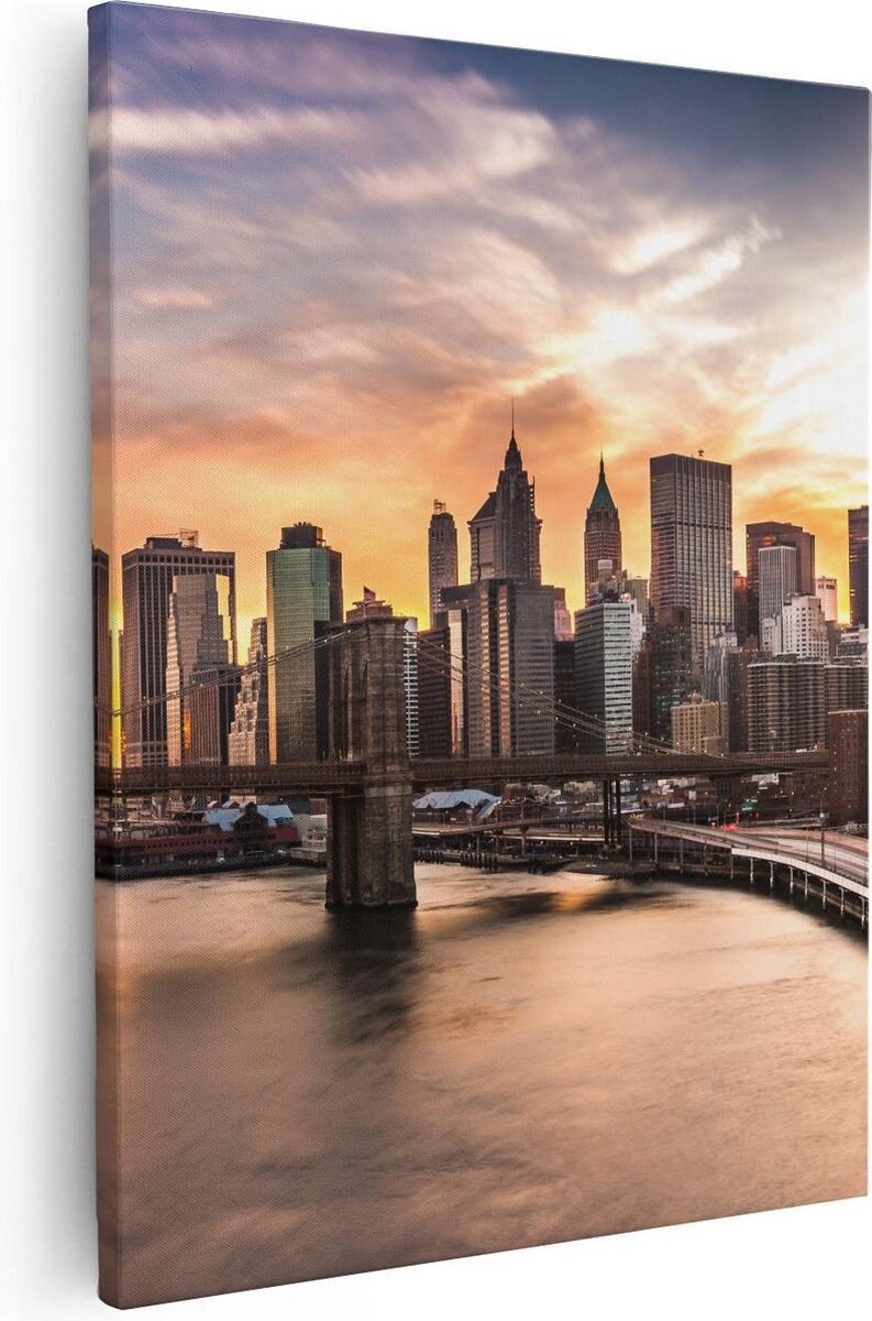 Artaza Canvas Schilderij Brooklyn Bridge Brug In New York - 40x50 - Foto Op Canvas - Canvas Print afbeelding 1