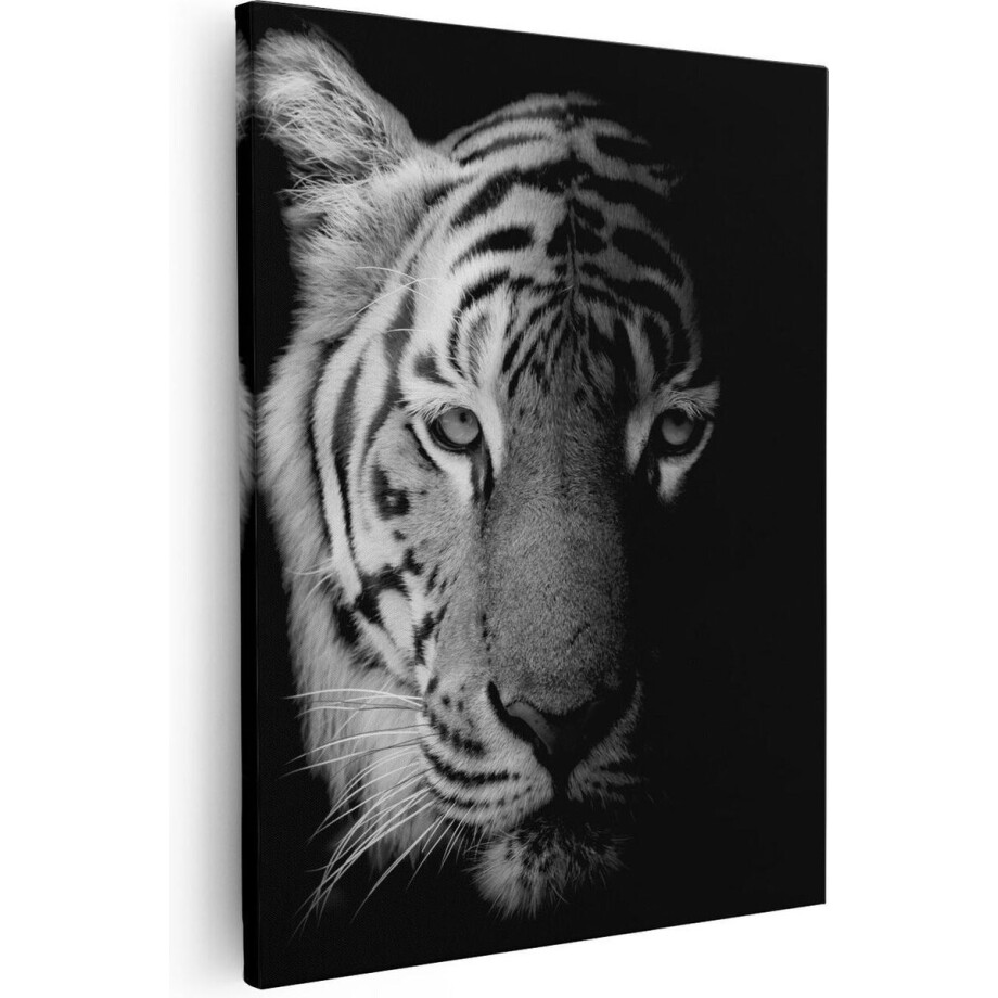 Artaza Canvas Schilderij Tijgerkop - Tijger - Zwart Wit - 80x100 - Groot - Foto Op Canvas - Canvas Print Artaza Canvas Schilderij Tijgerkop - Tijger - Zwart Wit - 80x100 - Groot - Foto Op Canvas - Canvas Print afbeelding 1