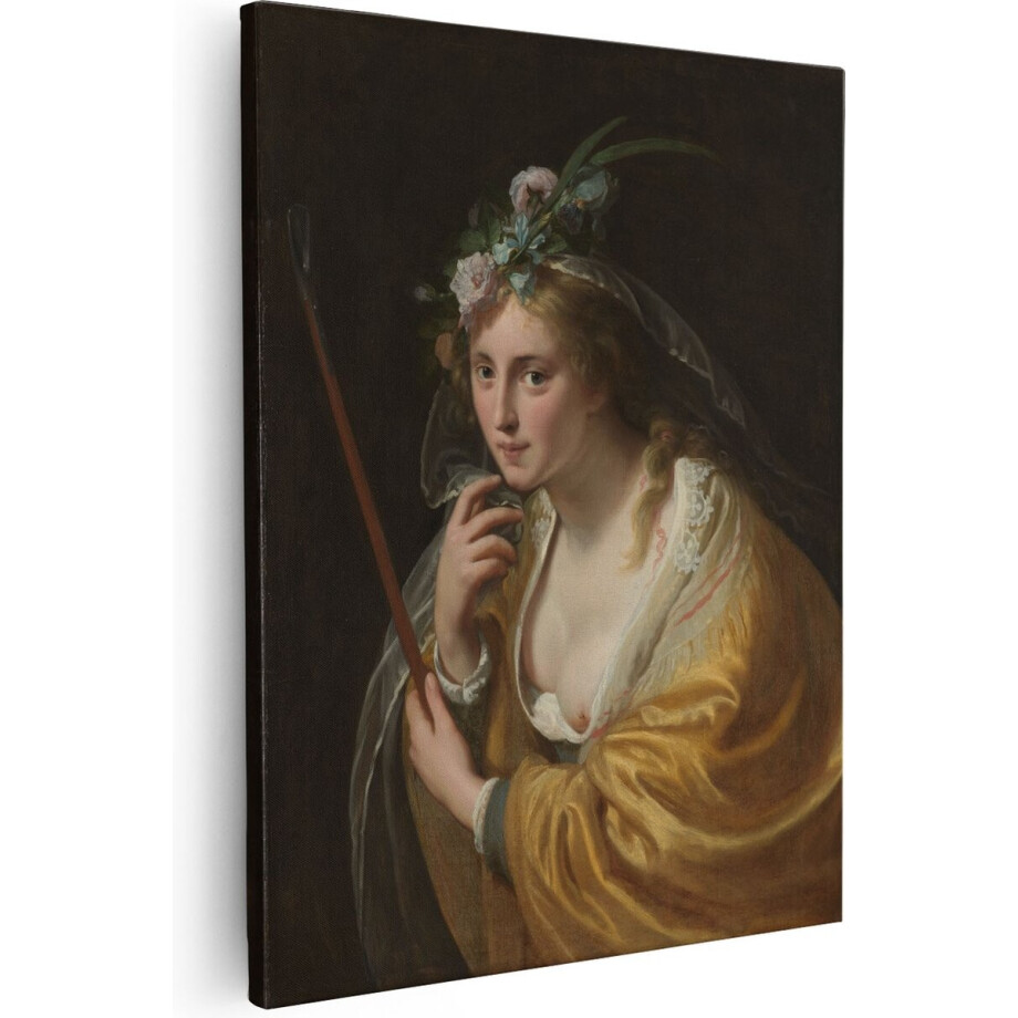 Artaza Canvas Schilderij Een Herderin - Paulus Moreelse - 40x50 - Poster Foto op Canvas - Canvas Print afbeelding 1