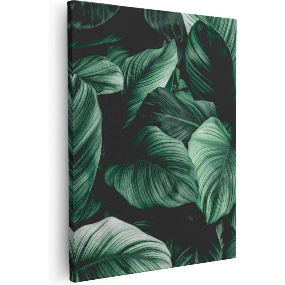 Artaza Canvas Schilderij Botanisch - 80x100 cm - Groot - Wanddecoratie Planten - Muurdecoratie Jungle - Schilderijen Op Canvas Groen afbeelding 1