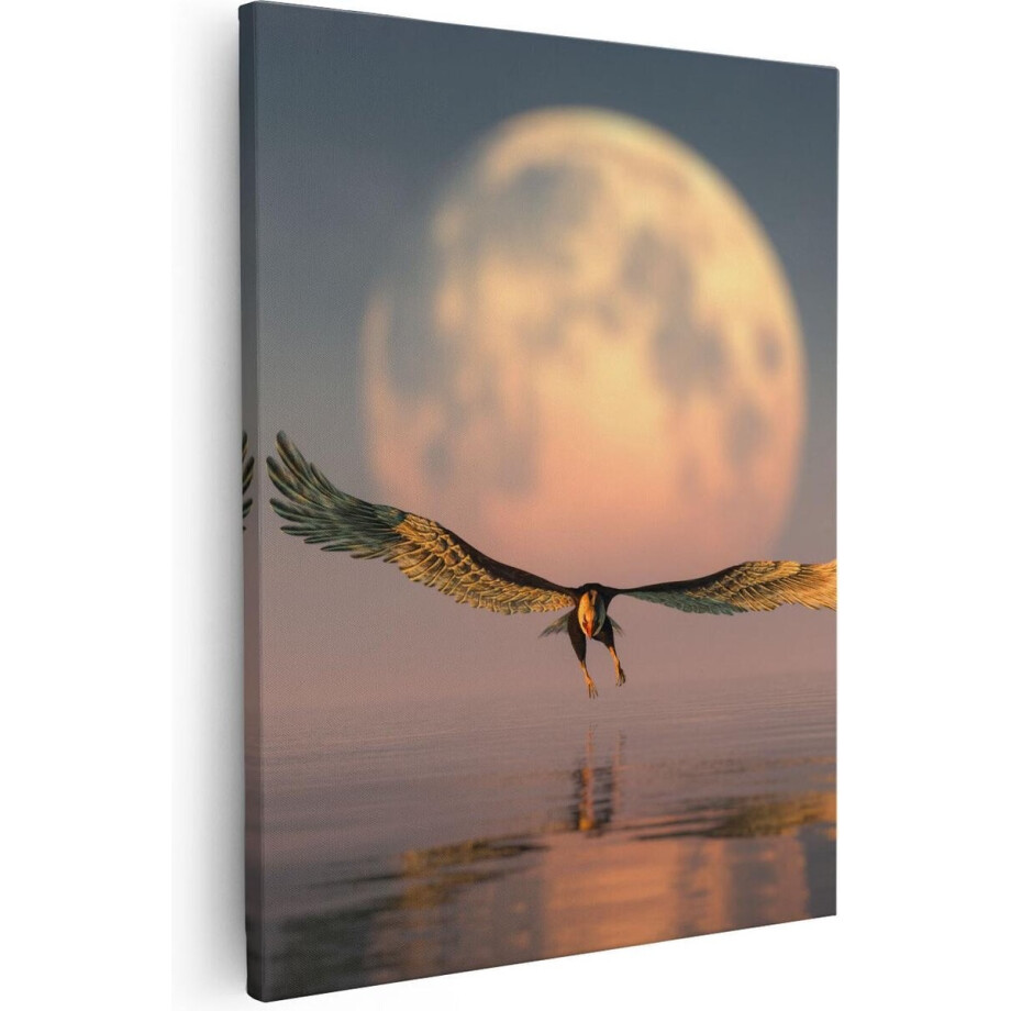 Artaza - Canvas Schilderij - Adelaar boven het Water bij de Maan - 80x100 - Groot - Foto Op Canvas - Canvas Print Artaza - Canvas Schilderij - Adelaar boven het Water bij de Maan - 80x100 - Groot - Foto Op Canvas - Canvas Print afbeelding 1