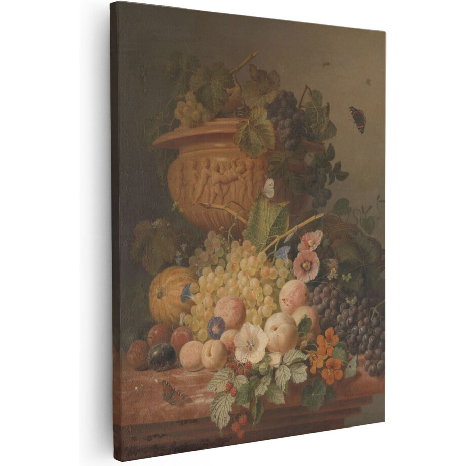Artaza Canvas Schilderij Stilleven met Bloemen en Vruchten - Eelke Jelles Eelkema - 80x100 - Groot - Kunst - Wanddecoratie Artaza Canvas Schilderij Stilleven met Bloemen en Vruchten - Eelke Jelles Eelkema - 80x100 - Groot - Kunst - Wanddecoratie afbeelding 1