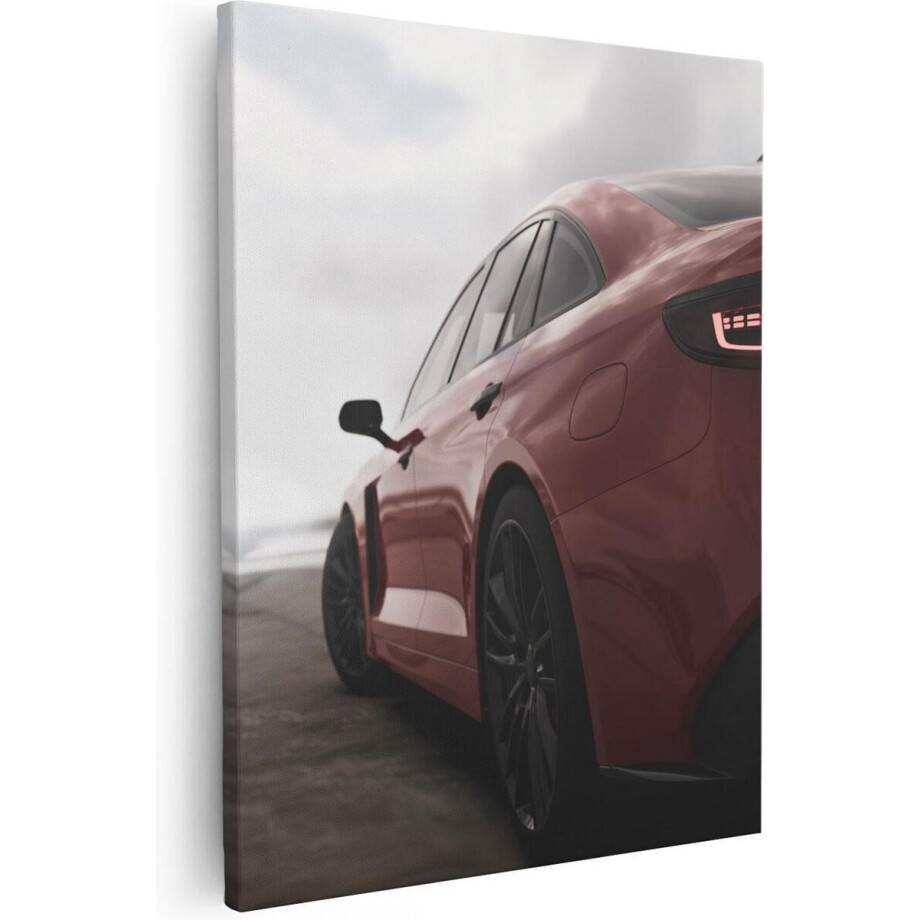 Artaza Canvas Schilderij Rode Sportwagen Auto  - 80x100 - Groot - Foto Op Canvas - Canvas Print afbeelding 1