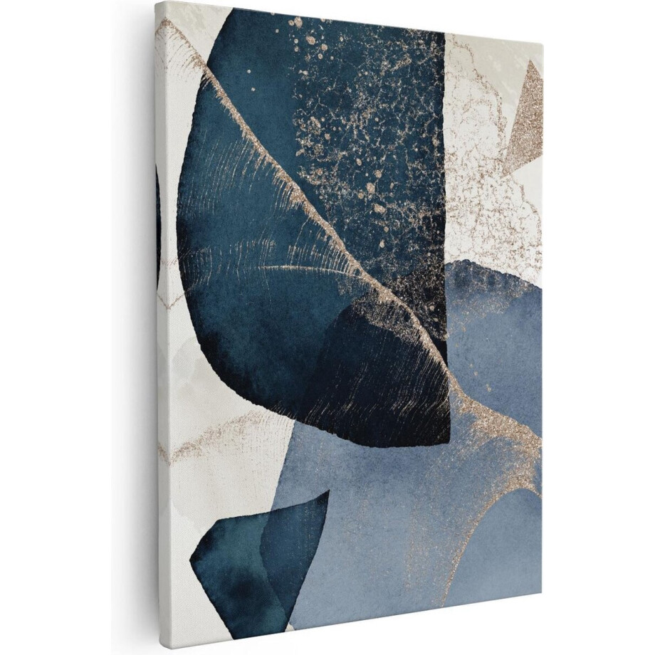 Artaza Canvas Schilderij Abstract Goud - 40x50 cm - Muurdecoratie Woonkamer - Wanddecoratie Blauw - Kamer Accessoires afbeelding 1