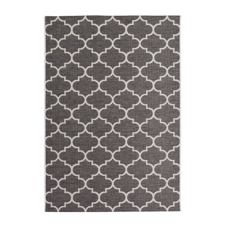 Padiro vlakgeweven vloerkleed 80 x 150 cm - grijs - modern geometrisch patroon - voor binnen en buiten - geschikt voor vloerverwarming - van polypropyleen Padiro vlakgeweven vloerkleed 80 x 150 cm - grijs - modern geometrisch patroon - voor binnen en buiten - geschikt voor vloerverwarming - van polypropyleen afbeelding 1