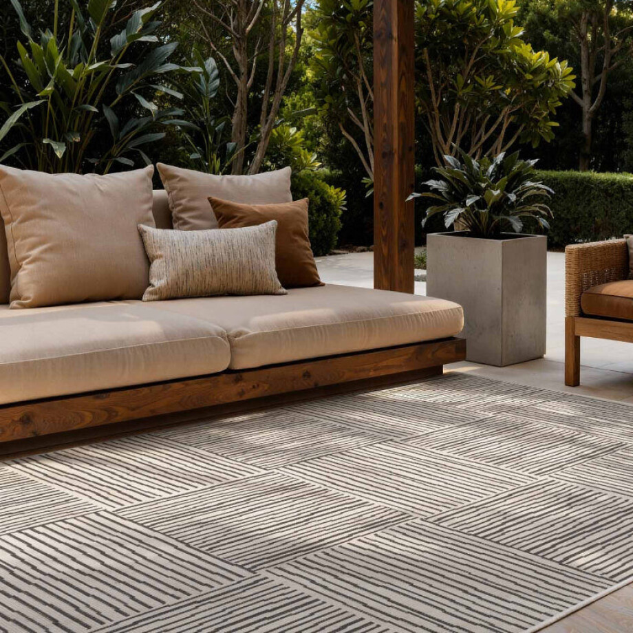 Vloerkleed Nightingale Rechthoekig - Zwart Wit 230x160cm - Polypropyleen - Dekbed-Discounter.nl afbeelding 