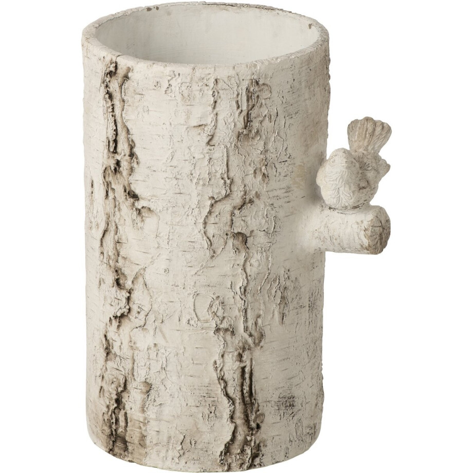 J-Line vaas Vogel - cement - wit - medium afbeelding 1