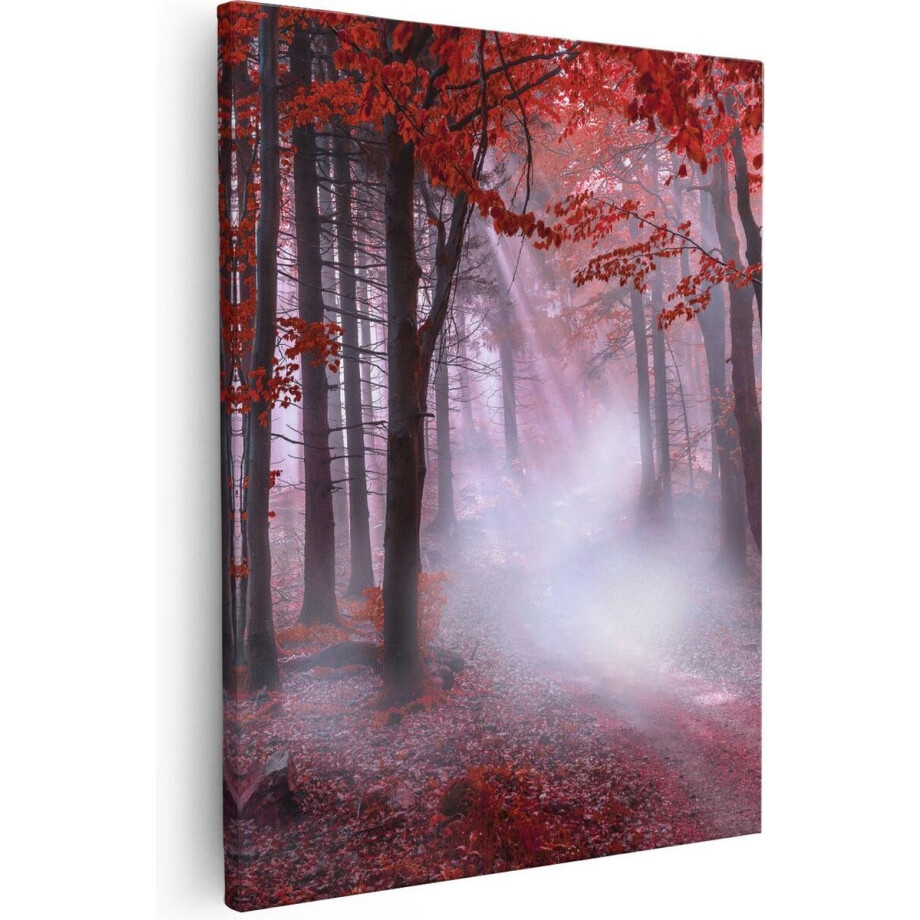 Artaza Canvas Schilderij Rood Bos Met Bomen - 80x100 - Groot - Foto Op Canvas - Canvas Print Artaza Canvas Schilderij Rood Bos Met Bomen - 80x100 - Groot - Foto Op Canvas - Canvas Print afbeelding 1