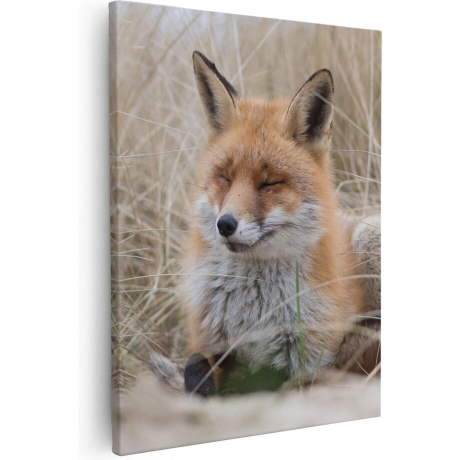 Artaza Canvas Schilderij Vos - 80x100 cm - Groot - Wanddecoratie Dieren - Muurdecoratie Duinen - Schilderijen Op Canvas afbeelding 1