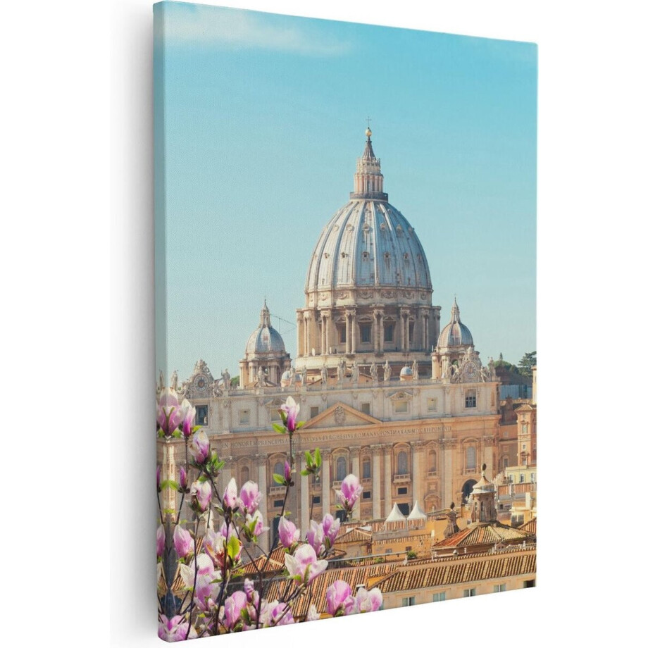Artaza Canvas Schilderij Sint-Pietersbasiliek - 40x50 cm - Wanddecoratie Skyline - Muurdecoratie Christelijk - Schilderijen Op Canvas Bloesem afbeelding 1