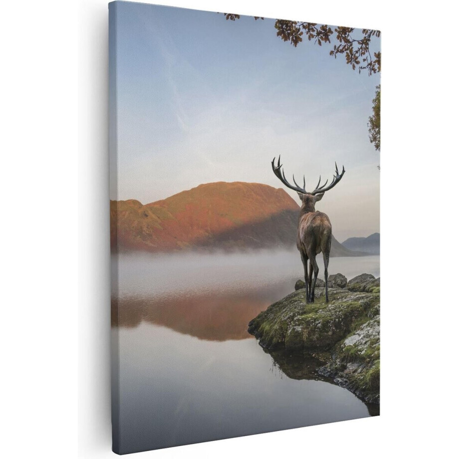 Artaza Canvas Schilderij Hert Bij Een Meer - 40x50 - Foto Op Canvas - Canvas Print Artaza Canvas Schilderij Hert Bij Een Meer - 40x50 - Foto Op Canvas - Canvas Print afbeelding 1