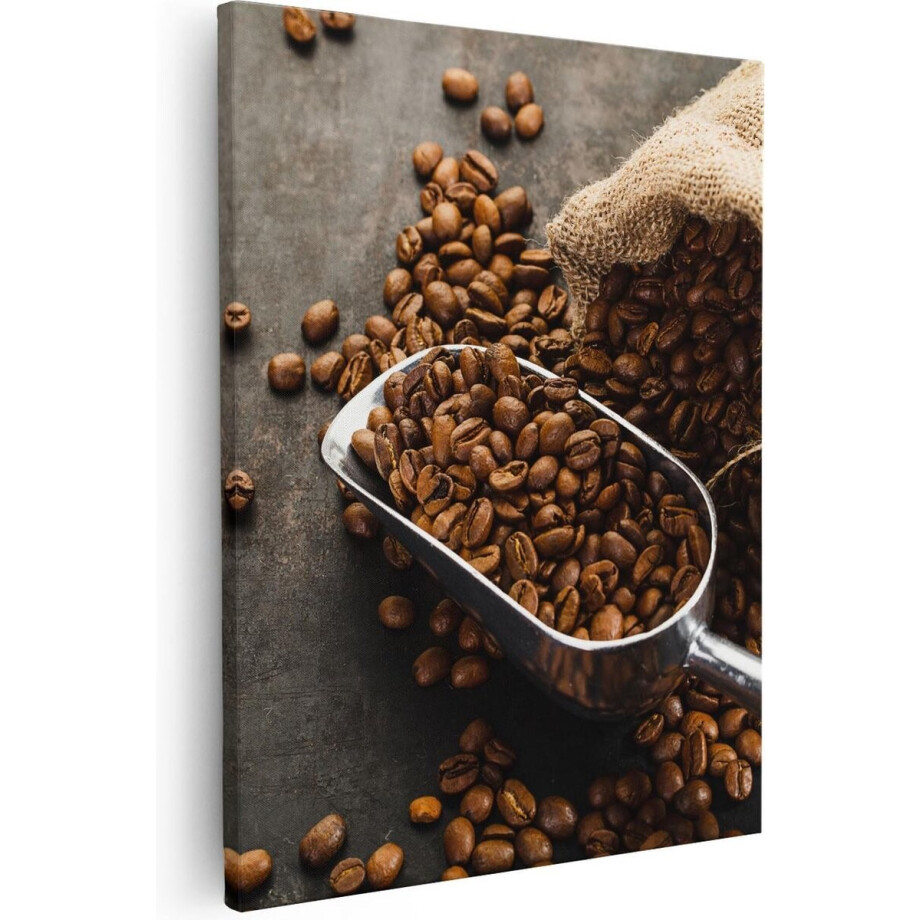 Artaza Canvas Schilderij Koffiebonen - 80x100 cm - Groot - Wanddecoratie Keuken - Muurdecoratie Koffie - Stilleven Schilderijen Op Canvas afbeelding 1